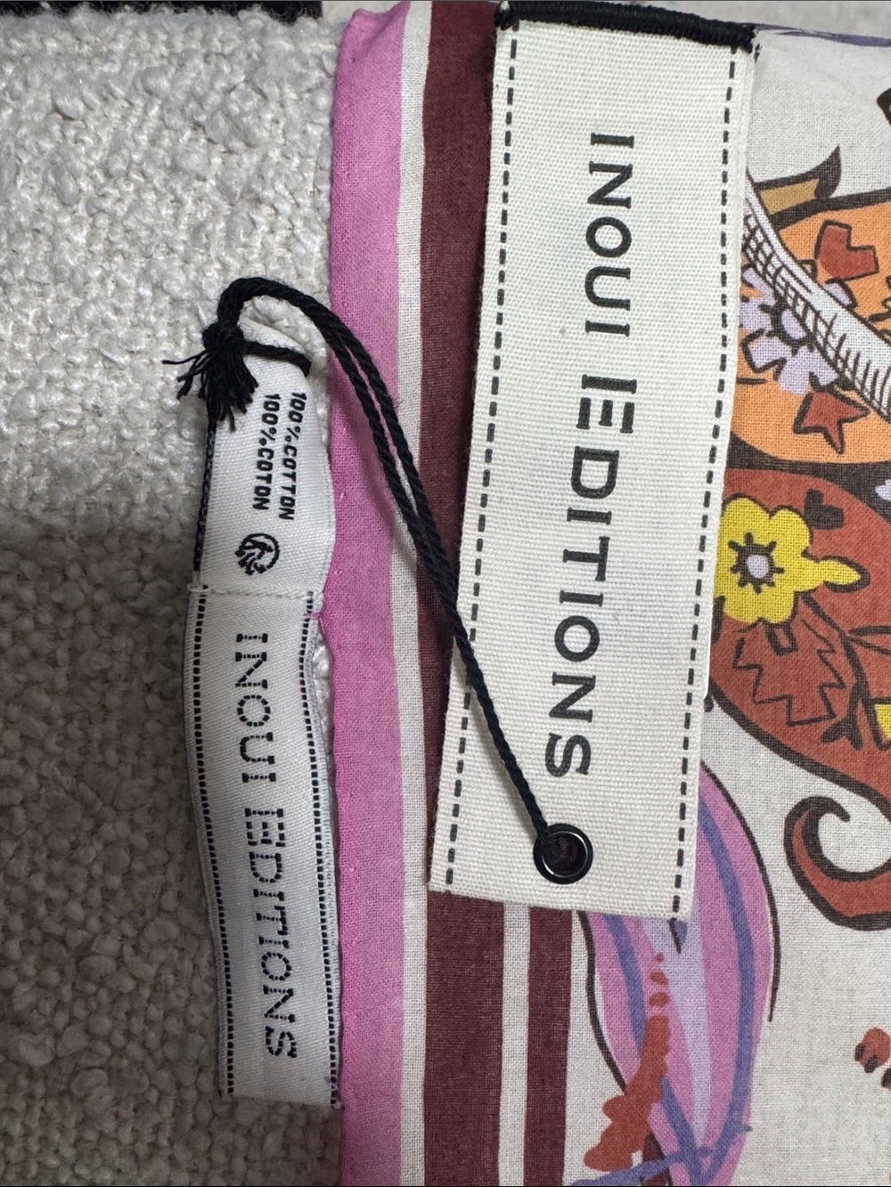 🐒✨ INOUI EDITIONS Paris NWT 100% Cotton Designer Square - Picture 5 of 5